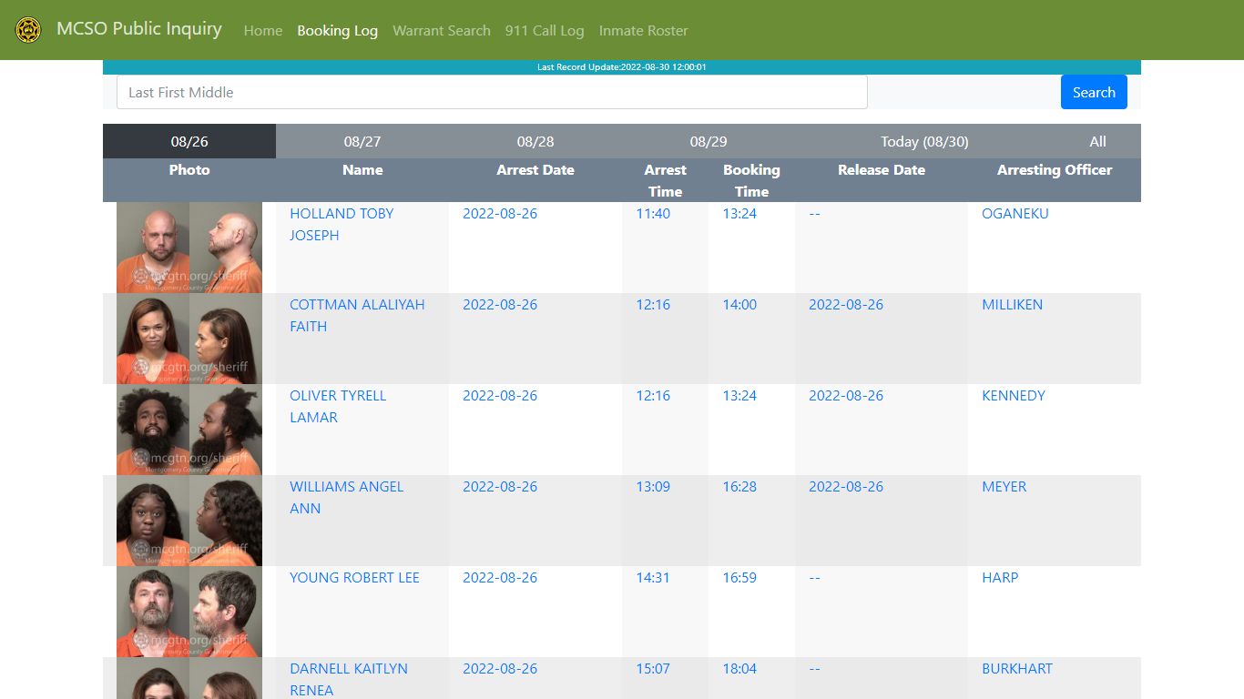 MCSO Public Inquiry: Booking Log - api.mcgtn.org